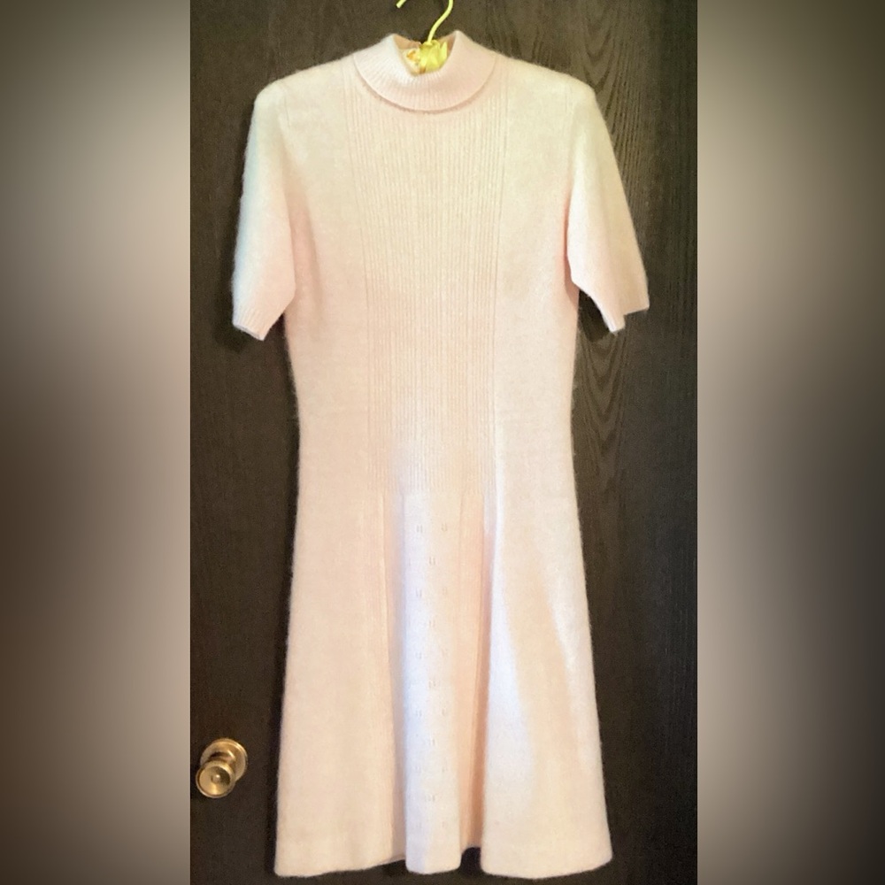 Soft Pink Jonathan Logan Angora and Rabbit Hair Knit Dress - Excellent - Small